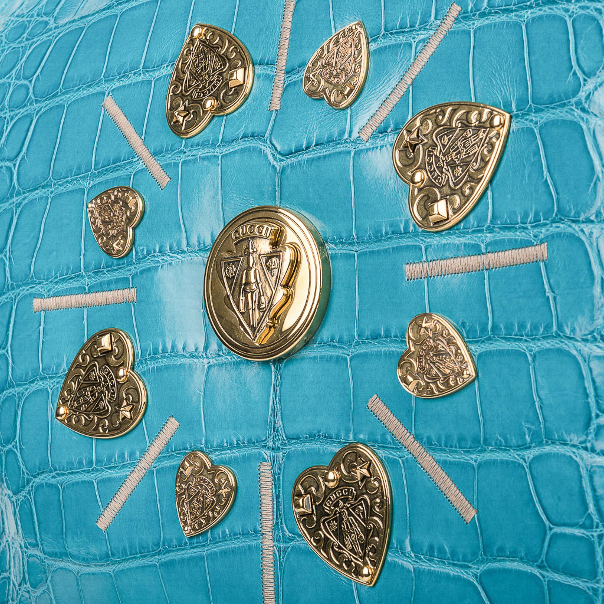 Gucci Exklusive Irina Tote Bag aus türkisfarbenem Krokodil in limitierter Auflage  im Zustand „Neu“ im Angebot in Miami, FL