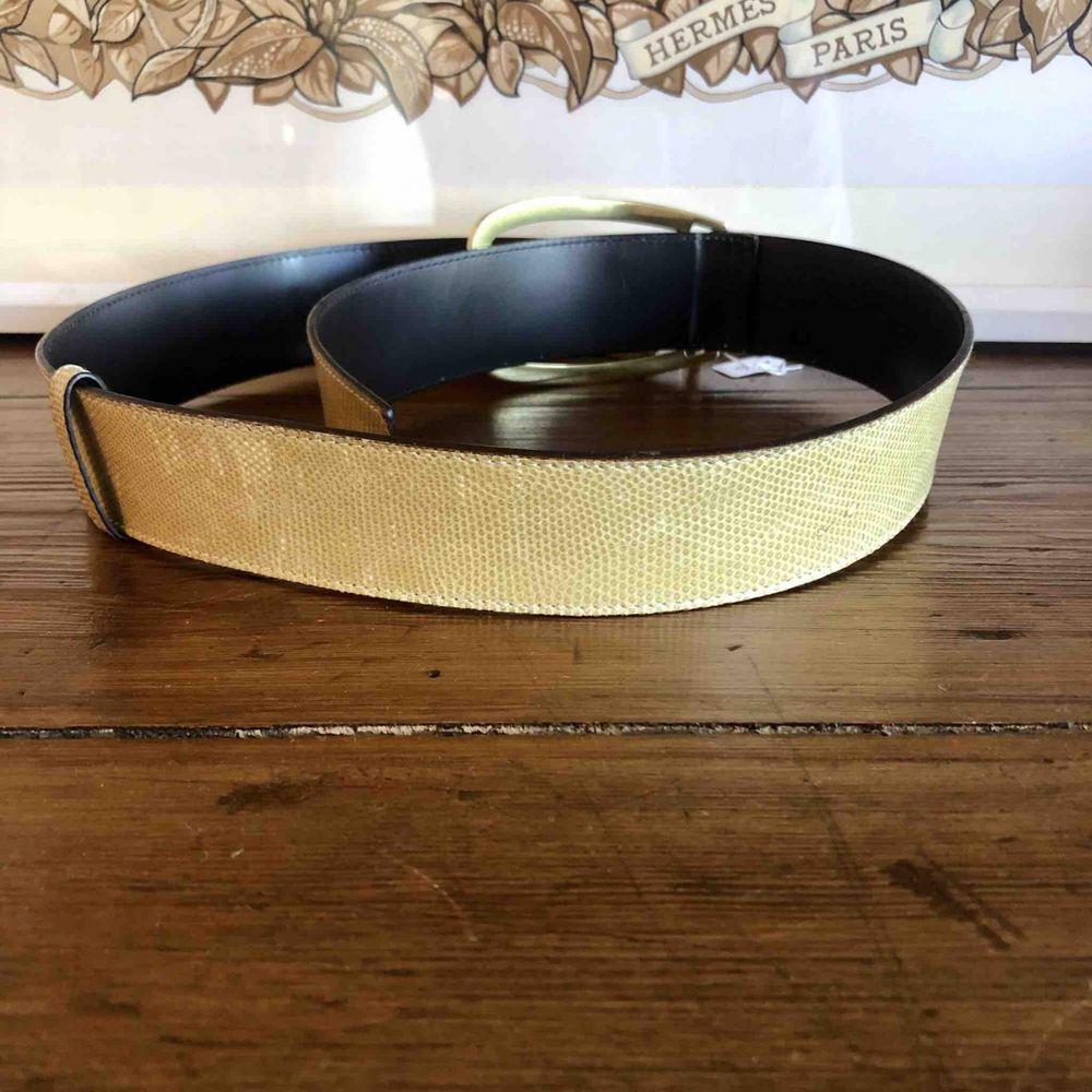 Gucci Exotic Leathers Belt in Beige with Gold Hardware 1