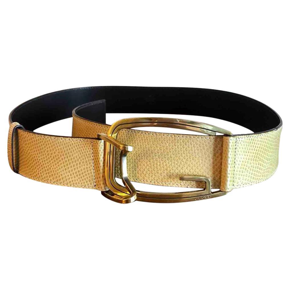 Gucci Exotic Leathers Belt in Beige with Gold Hardware