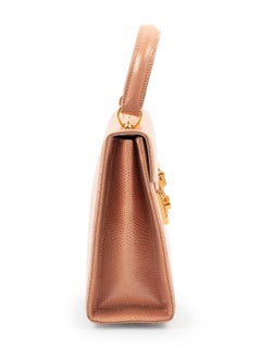 Gucci Exotic Lizard Blush Top Handle Kelly Style Shoulder Bag
