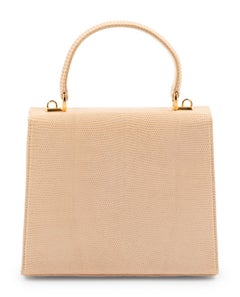 Gucci Exotic Lizard Taupe Top Handle Kelly Style Shoulder Bag