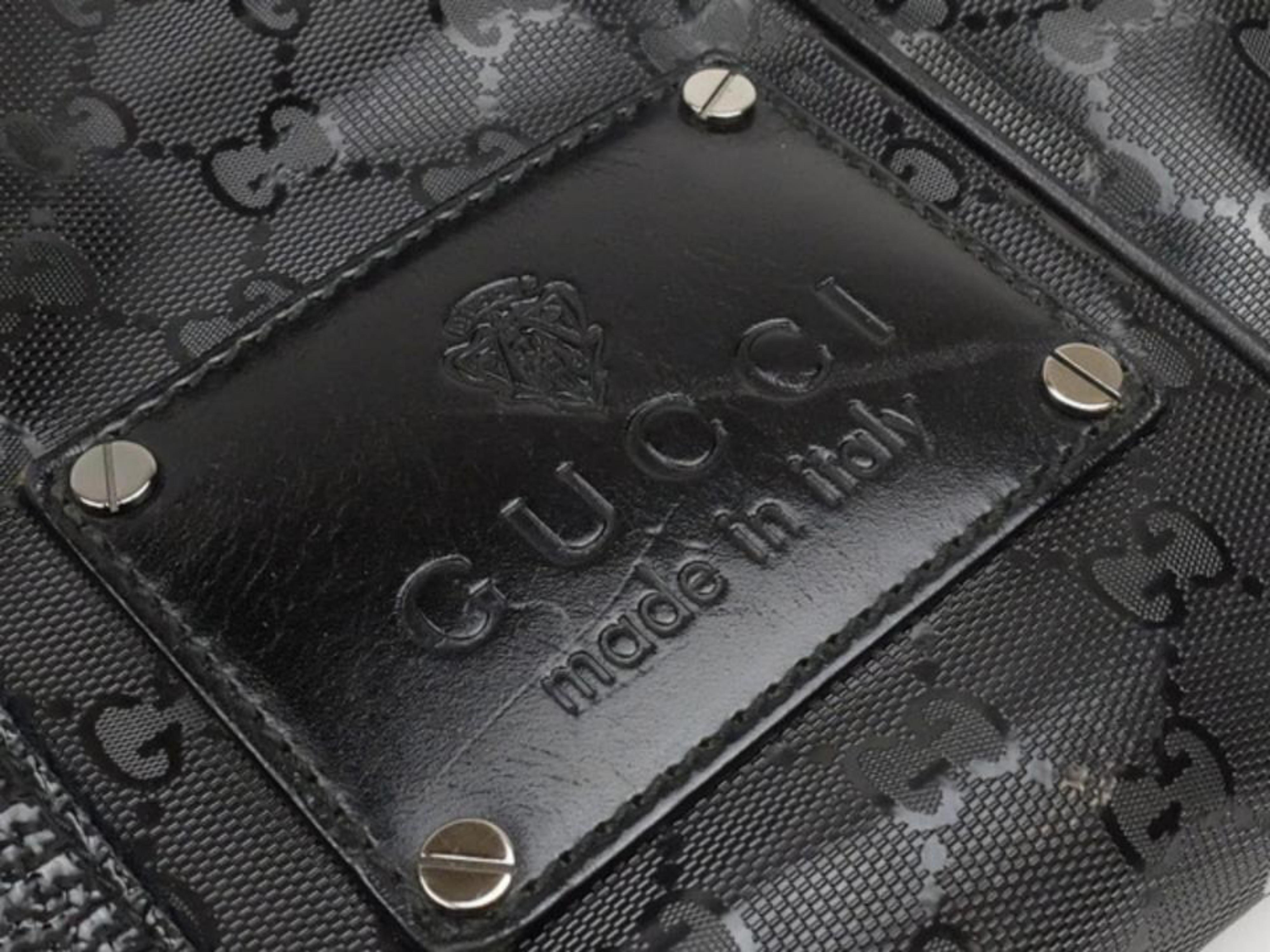 Gucci Extra Large Imprime Chain 226159 Black Coated Canvas Tote In Good Condition For Sale In Forest Hills, NY