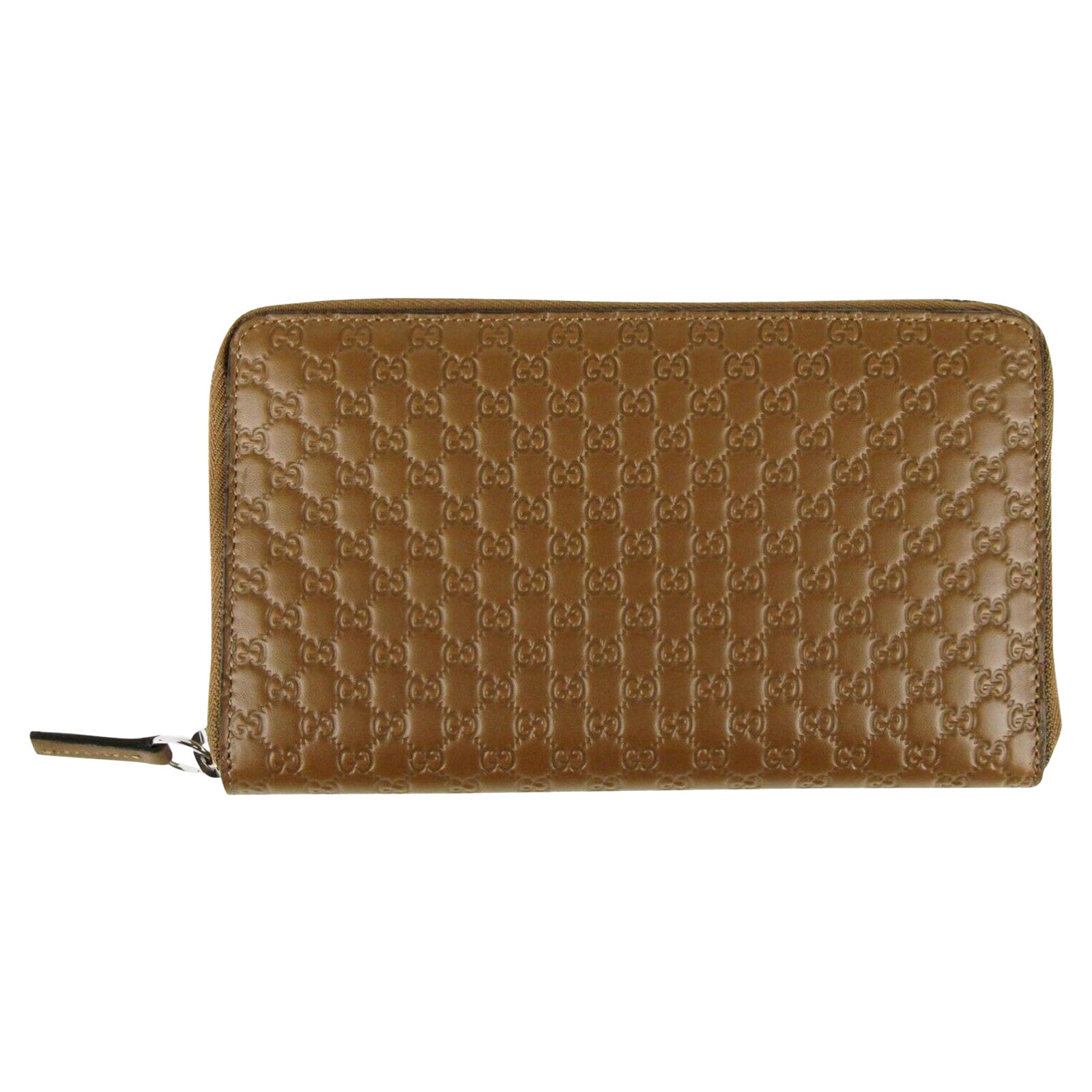 Portafoglio Gucci extra large in pelle marrone chiaro Micros GG