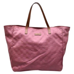 Gucci Extra Large Logo Shopper 868151 Pink Nylon Tote