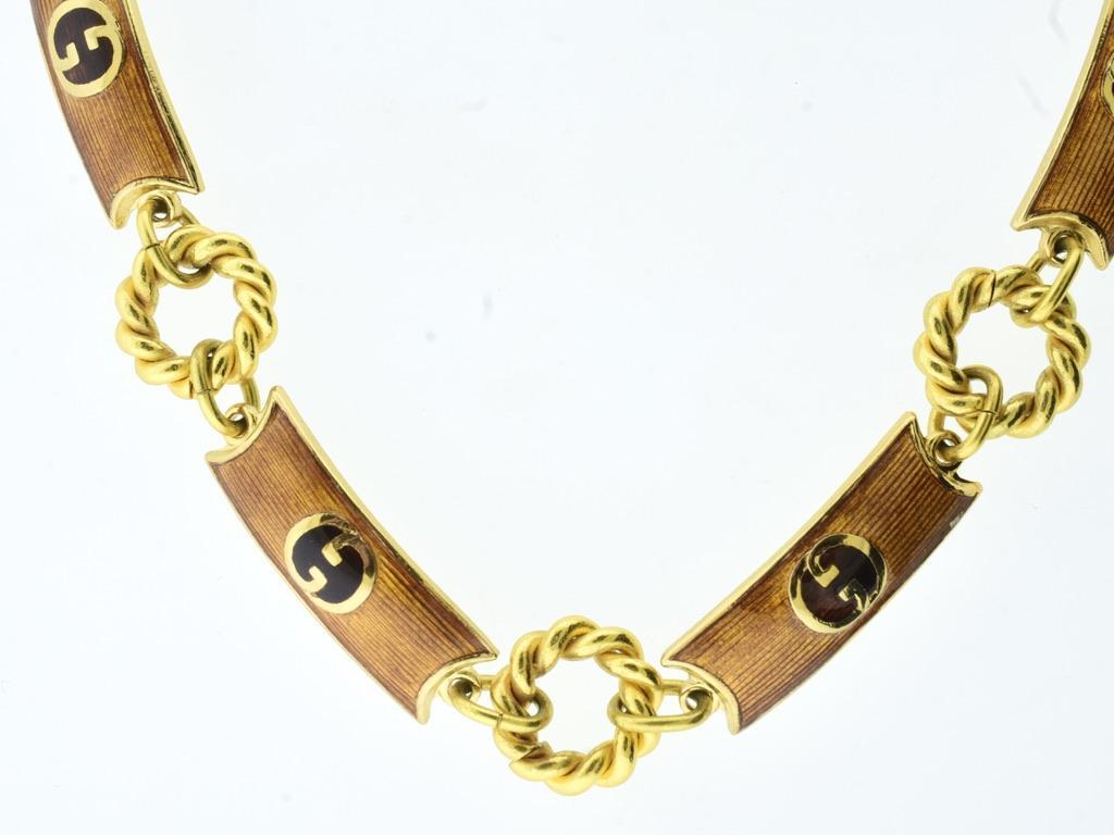 Gucci Extra Long & Adjustable Enameled Vintage Belt/Neck Chain,  1970's In Excellent Condition In Aspen, CO