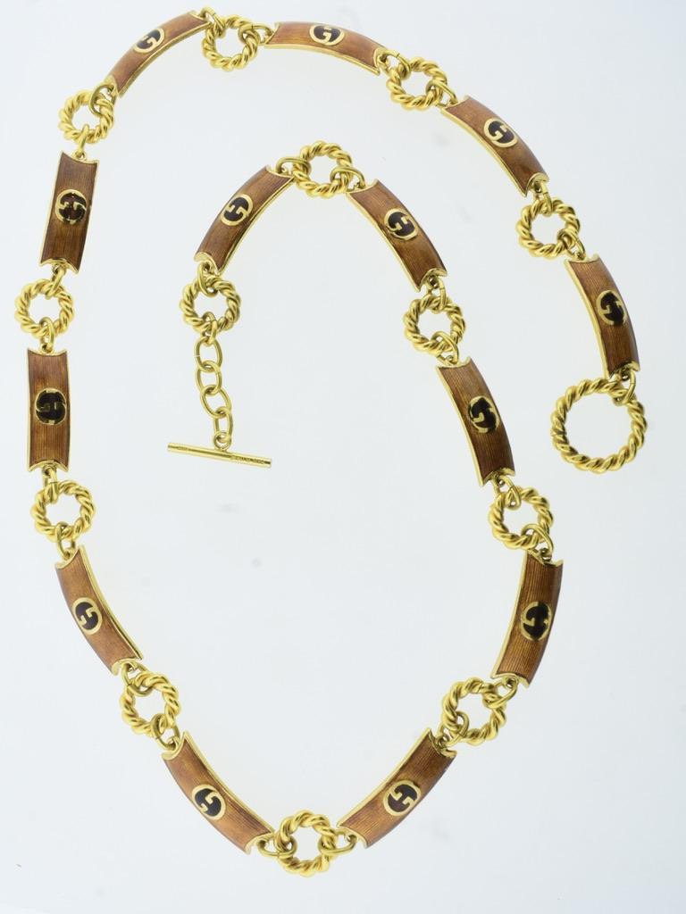 Gucci Extra Long & Adjustable Enameled Vintage Belt/Neck Chain,  1970's 2