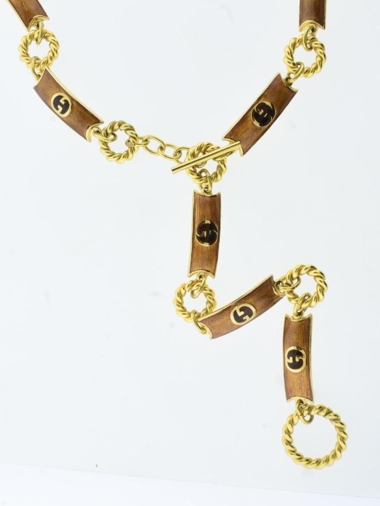 Gucci Extra Long & Adjustable Enameled Vintage Belt/Neck Chain,  1970's 5