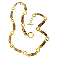 Gucci Extra Long & Adjustable Enameled Vintage Belt/Neck Chain, 1970's