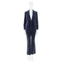 Gucci F/W 1996 blue velvet jacket and pant tuxedo suit