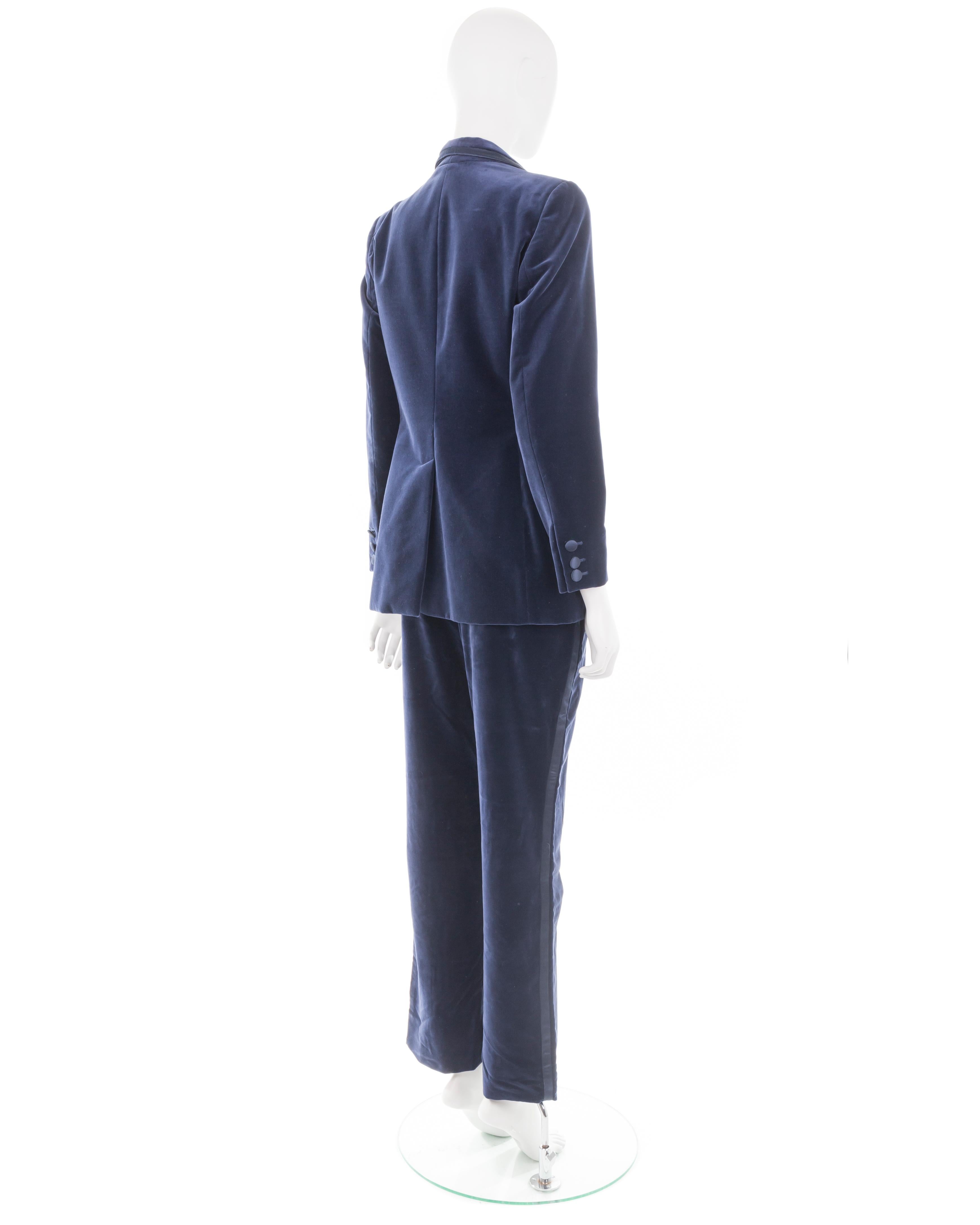 Gucci F/W 1996 blue velvet jacket and pant tuxedo suit 1