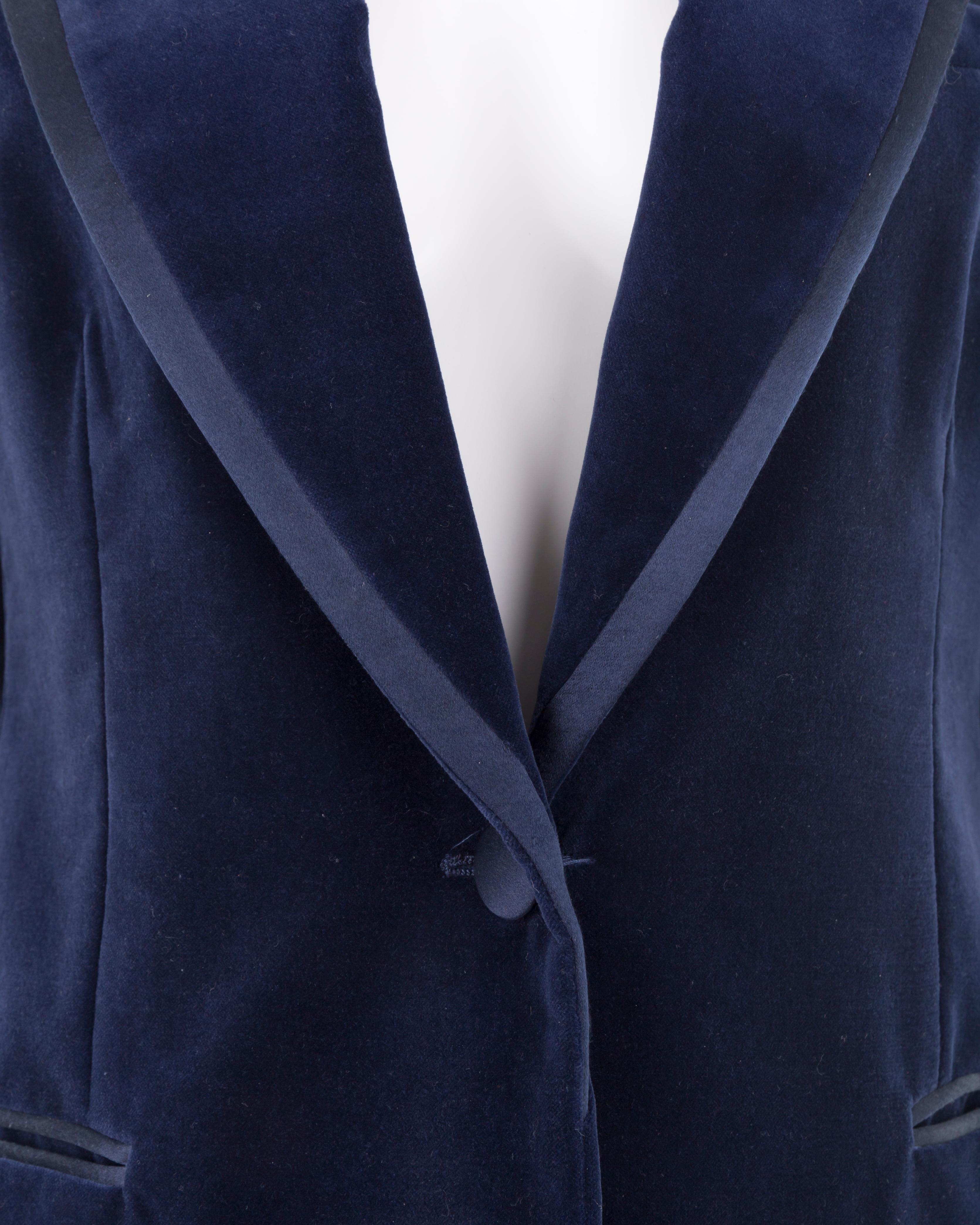 Gucci F/W 1996 blue velvet jacket and pant tuxedo suit 2