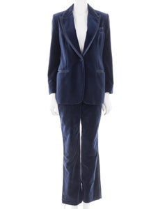 Vintage Gucci F/W 1996 blue velvet jacket and pant tuxedo suit