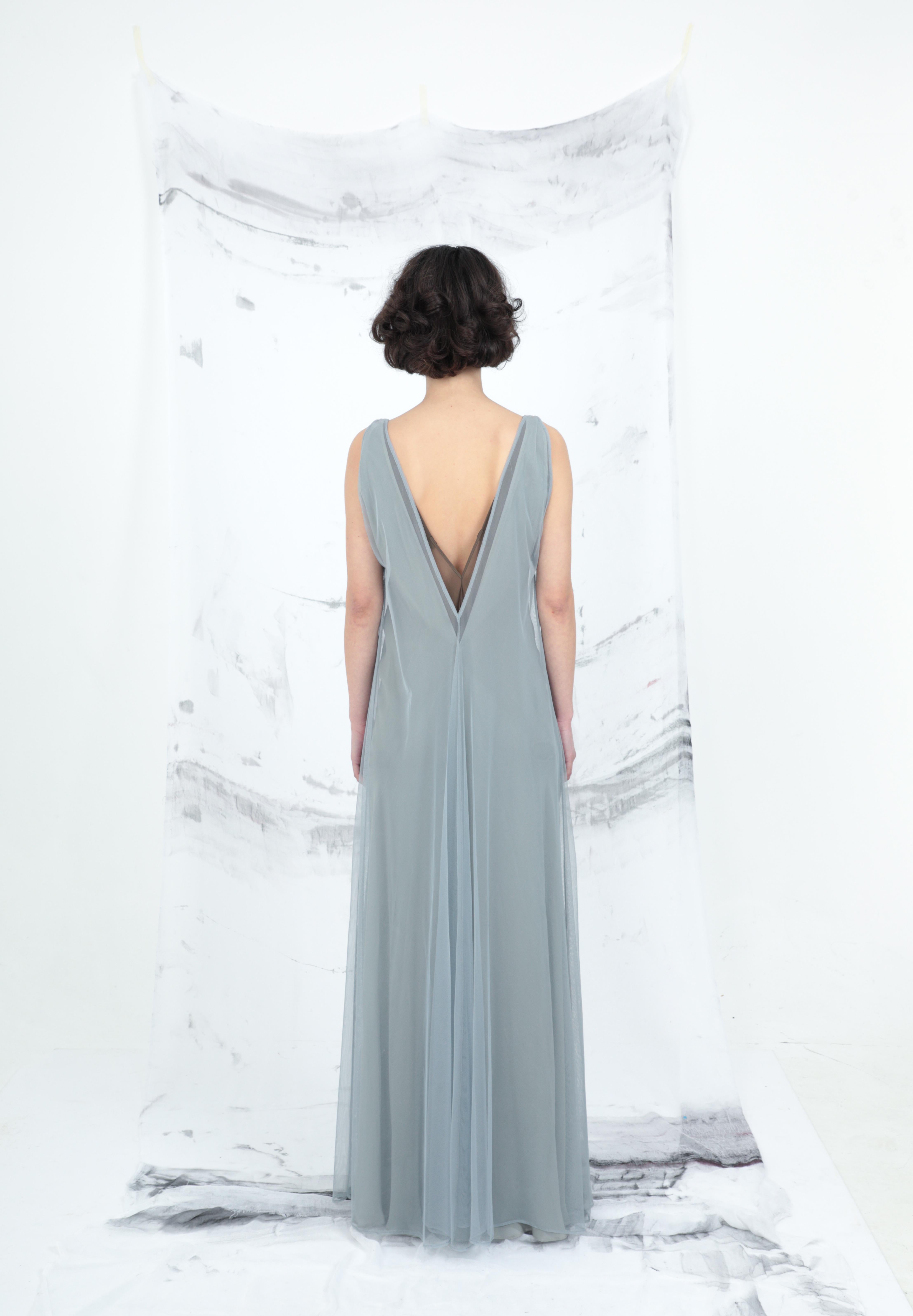 Gris Robe en tulle Gucci F/H 1998 en vente