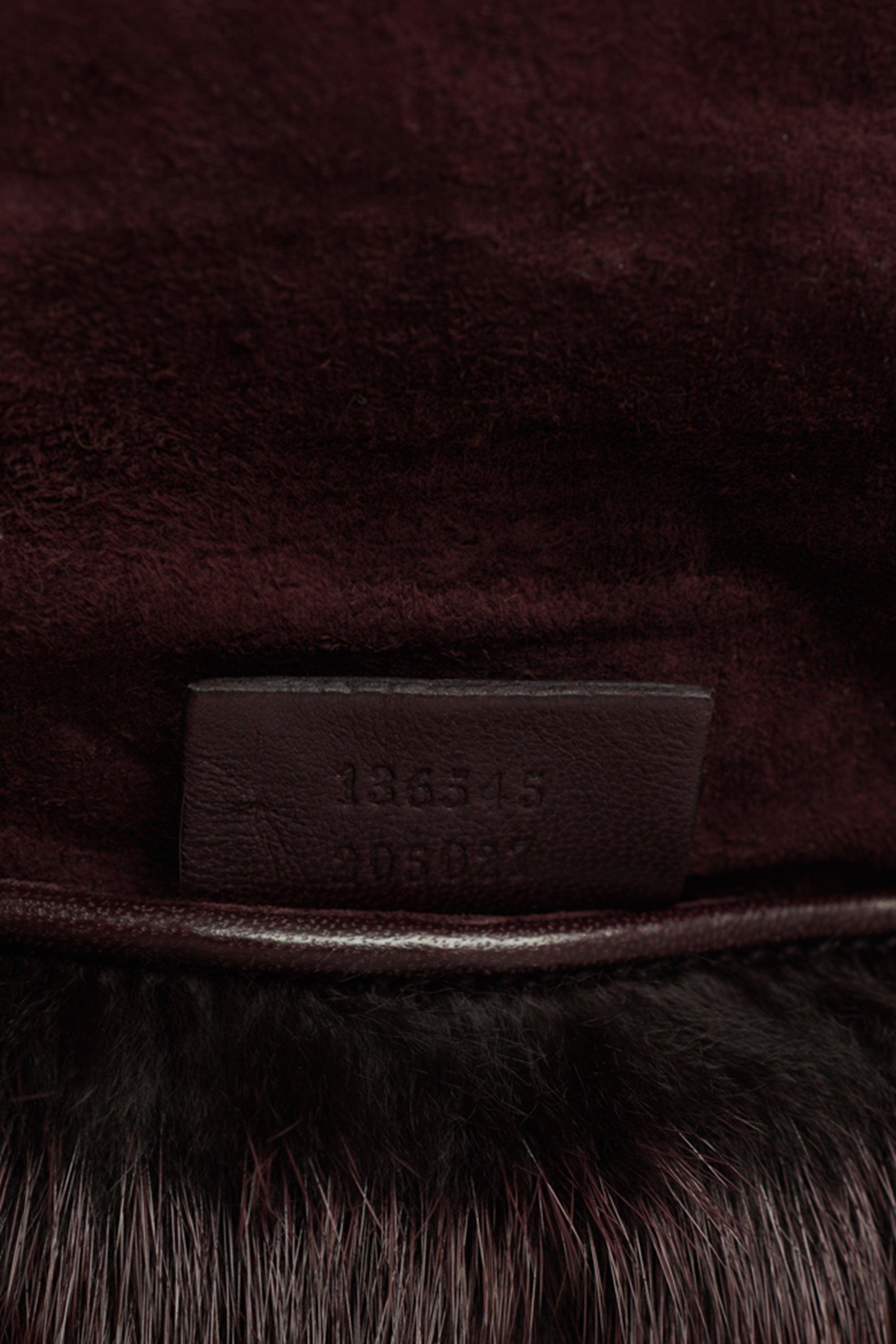 Gucci F/W 2004 Runway Mink Fur Dragon Pearl Burgundy Clutch For Sale 2