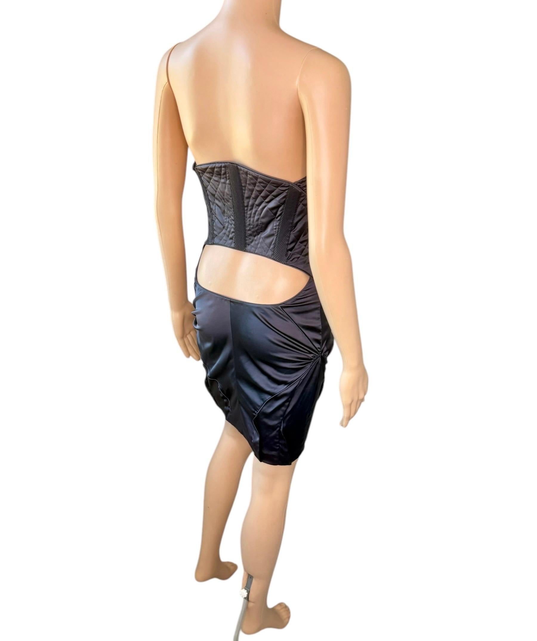 Gucci F/W 2005 Bustier Corset Cutout Back Silk Mini Dress For Sale 7