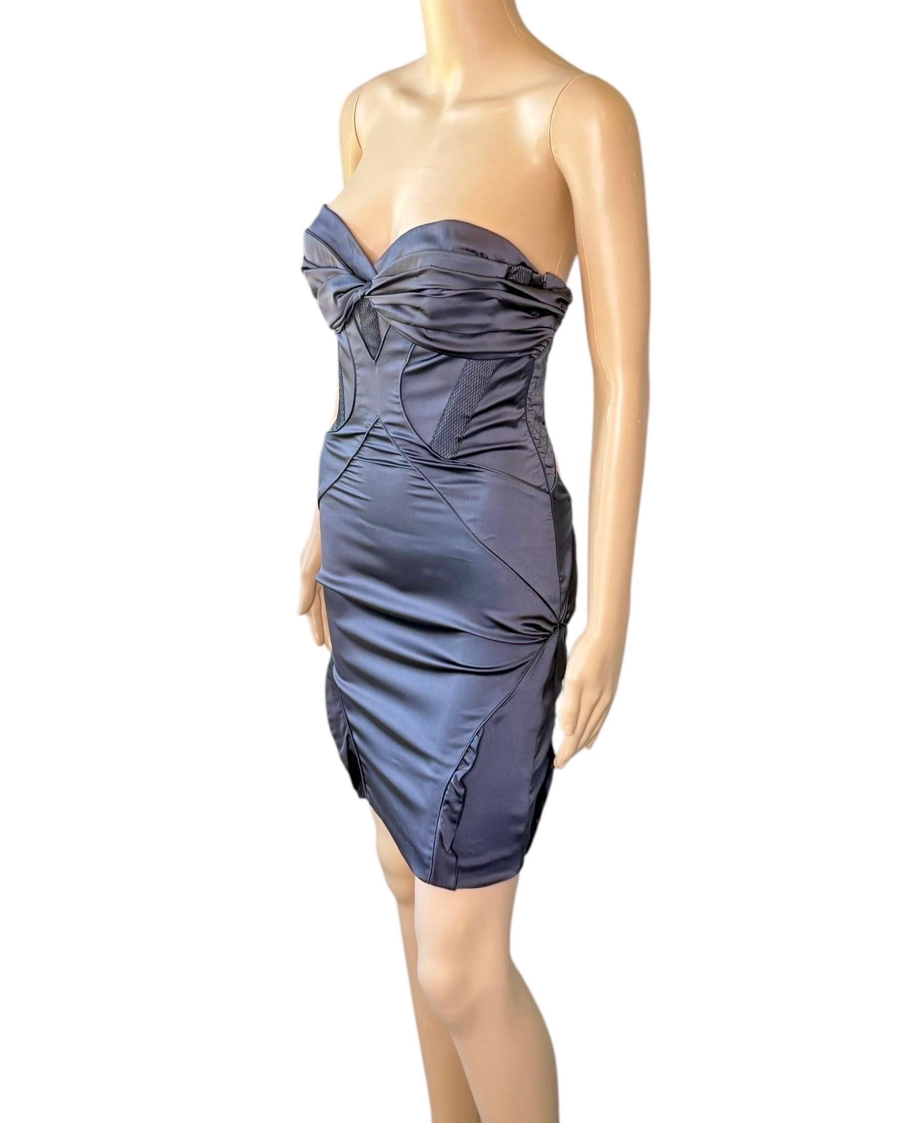 Gucci F/W 2005 Bustier Corset Cutout Back Silk Mini Dress For Sale 12