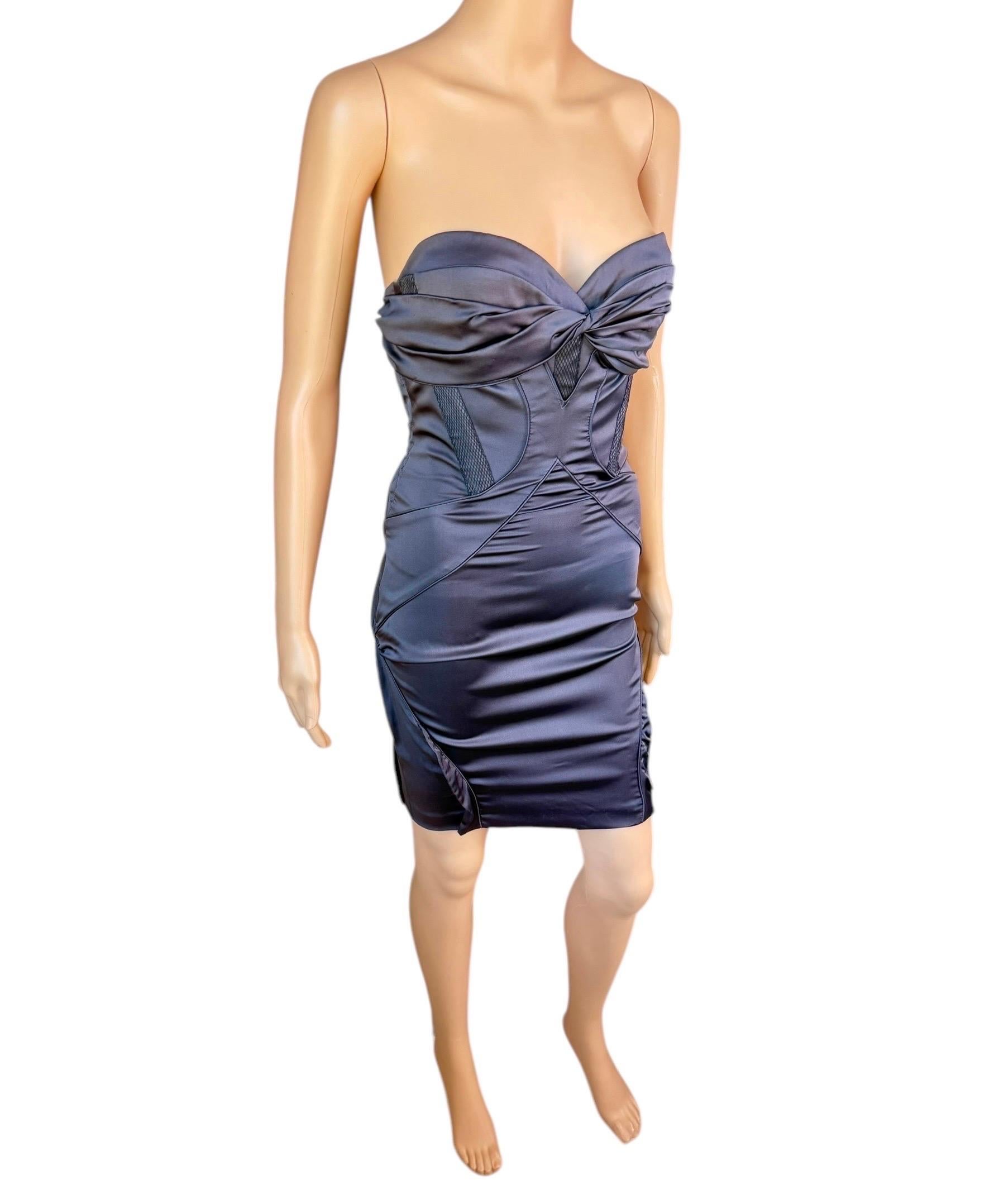 Gucci F/W 2005 Bustier Corset Cutout Back Silk Mini Dress For Sale 13