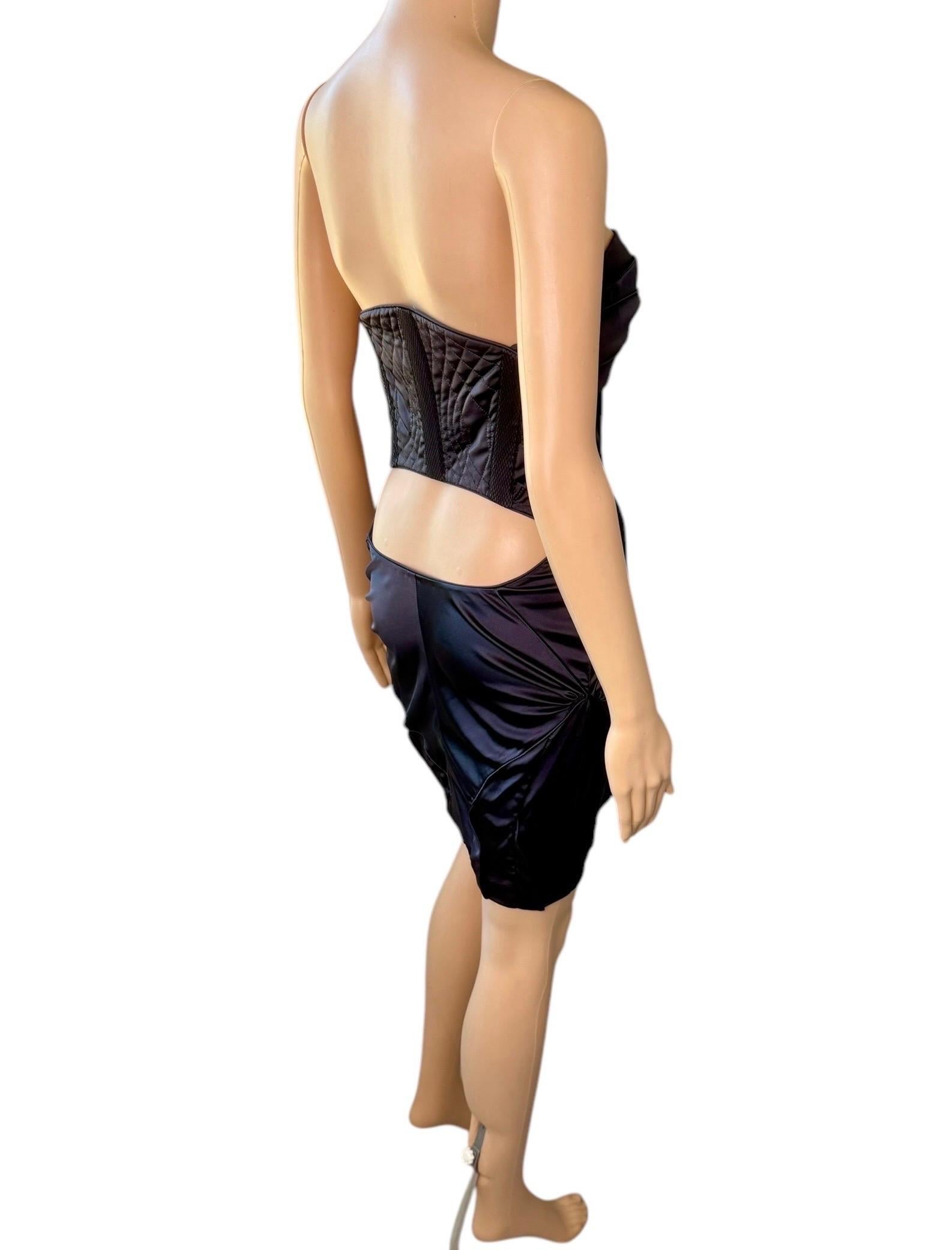 Gucci F/W 2005 Bustier Corset Cutout Back Silk Mini Dress For Sale 14