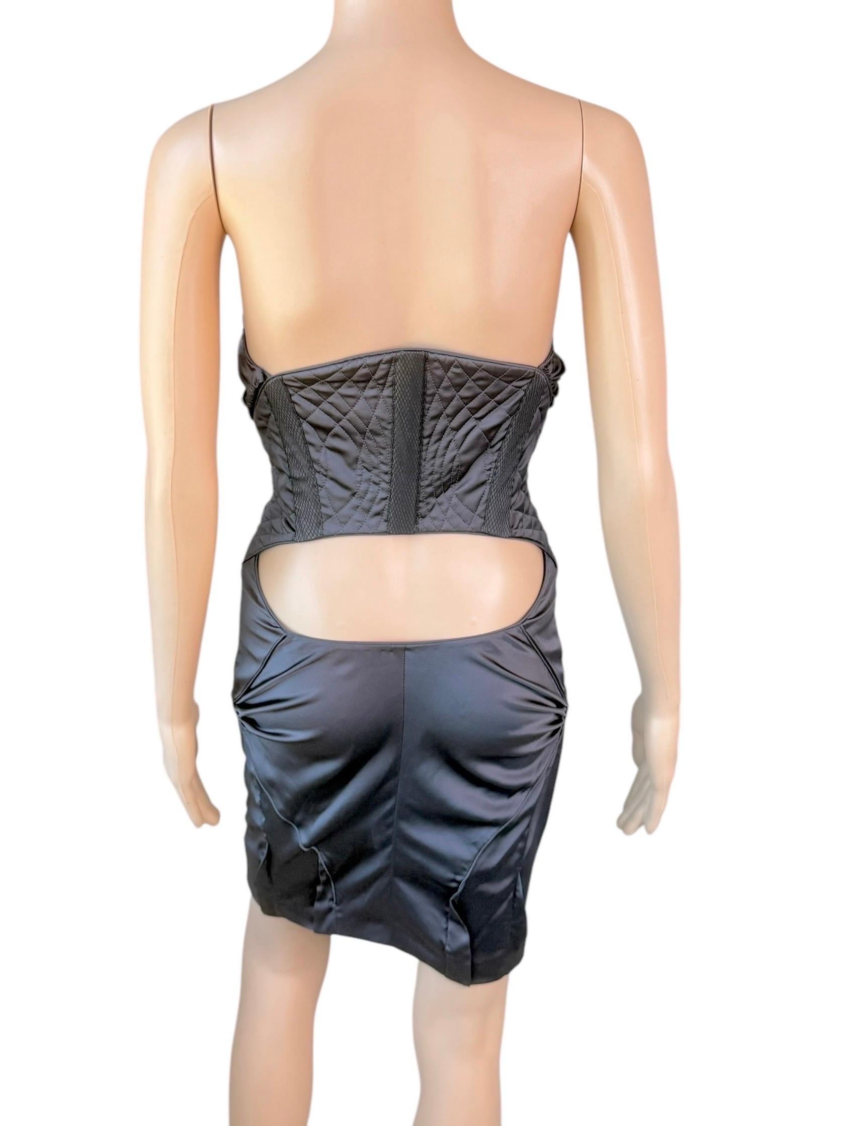 Gucci F/W 2005 Bustier Corset Cutout Back Silk Mini Dress IT 40

