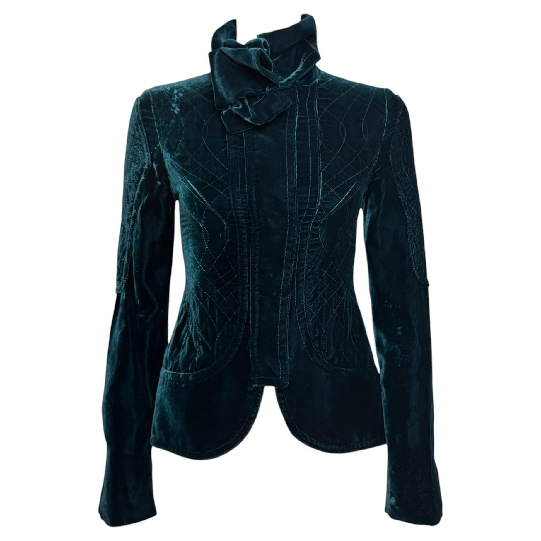 Gucci F/W 2005 Deep Green Velvet Riding Jacket