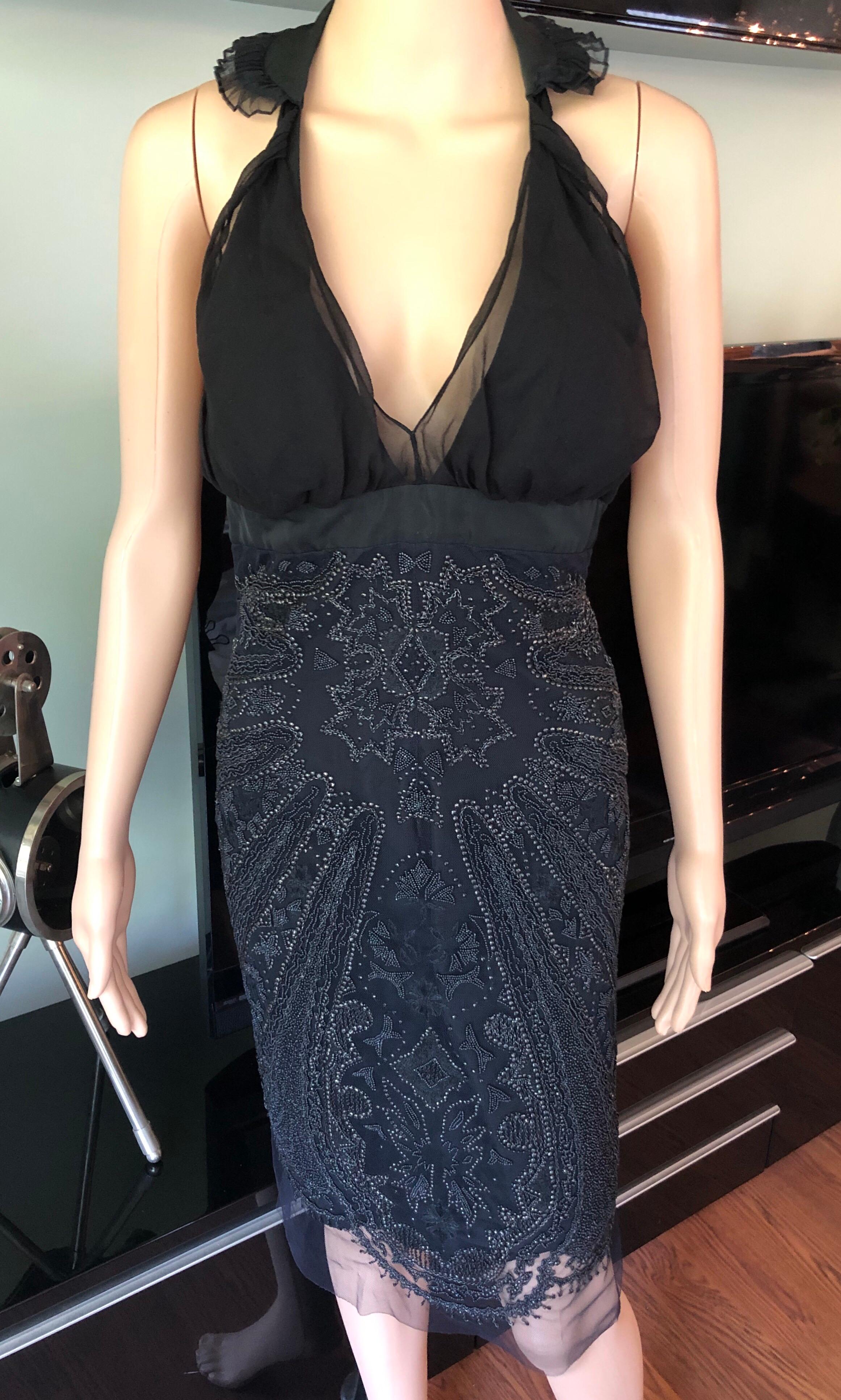 Gucci F/W 2005 Laufsteg verschönertes schwarzes Seidenkleid mit Trägern (Schwarz) im Angebot