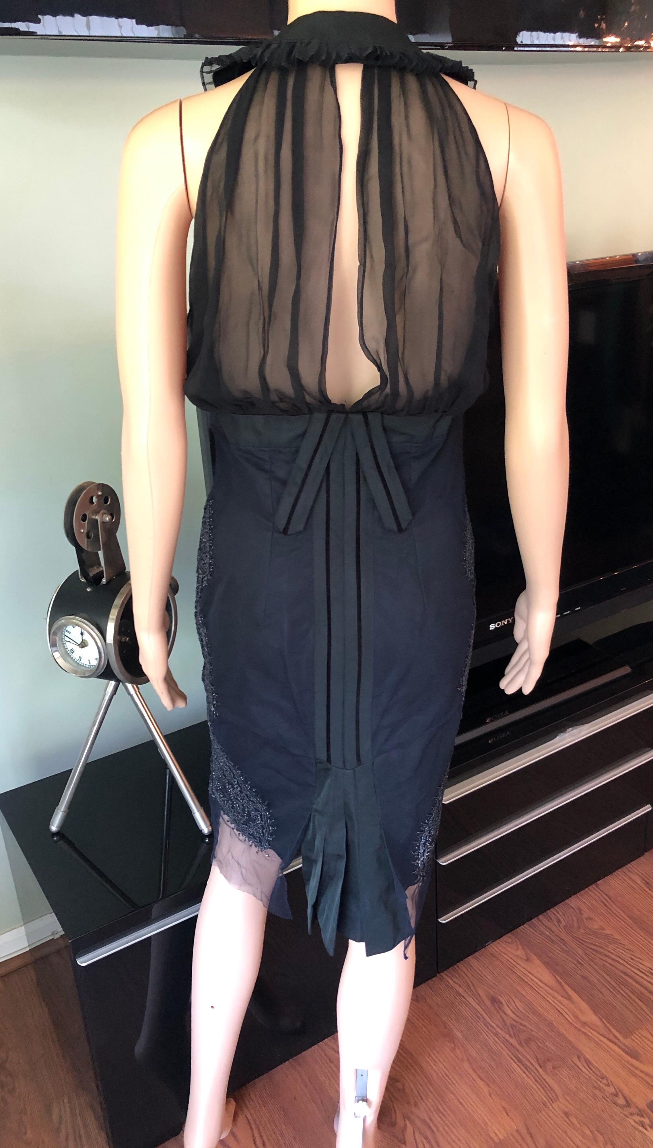 Gucci F/W 2005 Laufsteg verschönertes schwarzes Seidenkleid mit Trägern im Angebot 1