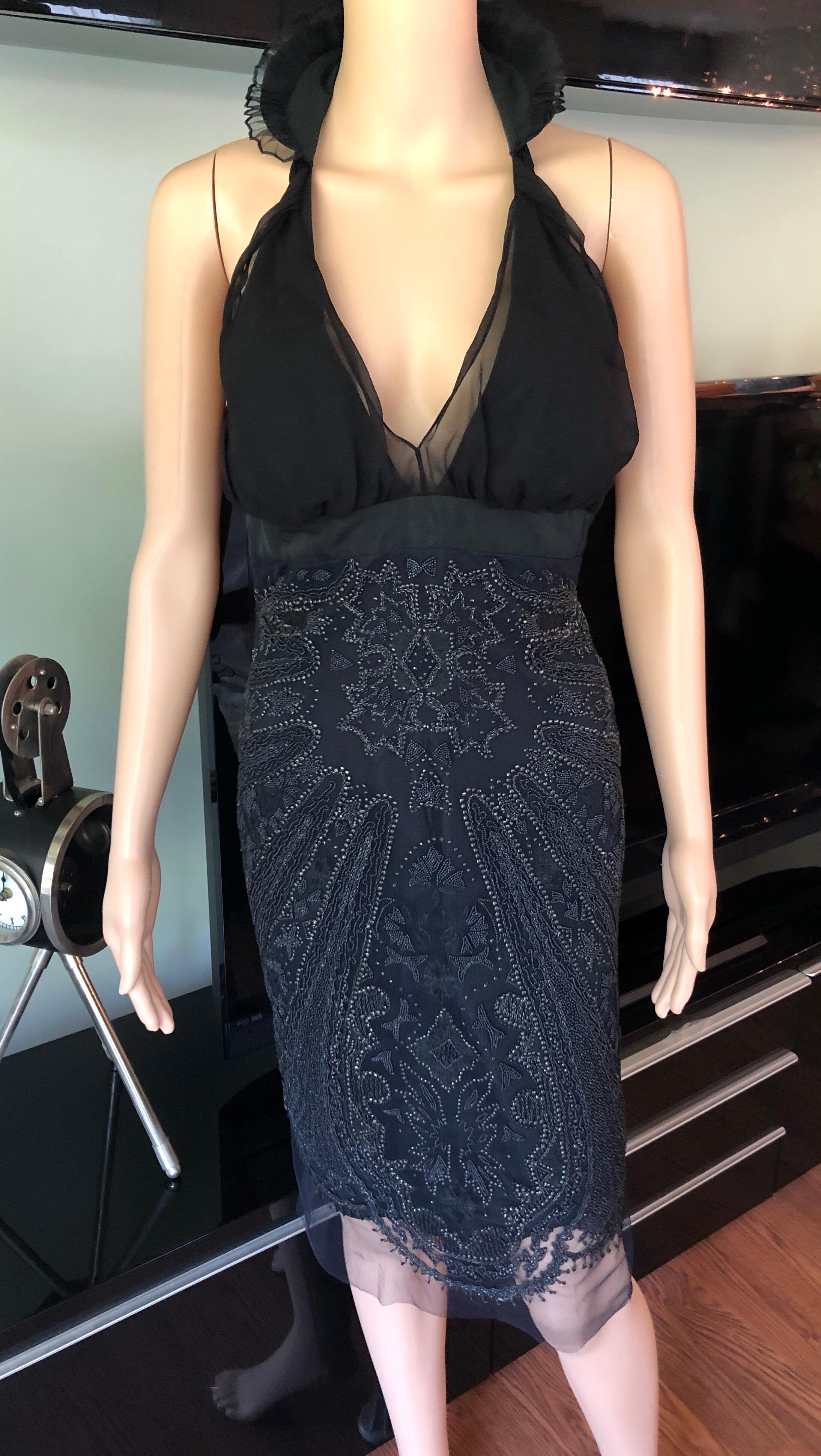 Gucci F/W 2005 Laufsteg verschönertes schwarzes Seidenkleid mit Trägern im Angebot 2