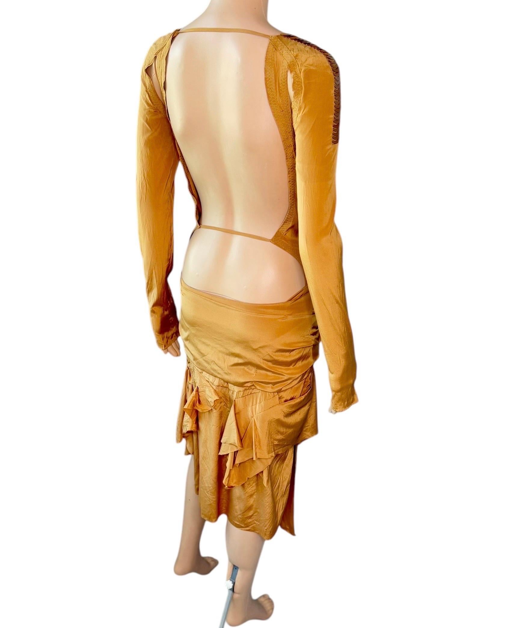 Gucci F/W 2005 Runway Embellished Plunging Keyhole Neckline Cutout Back Dress For Sale 6