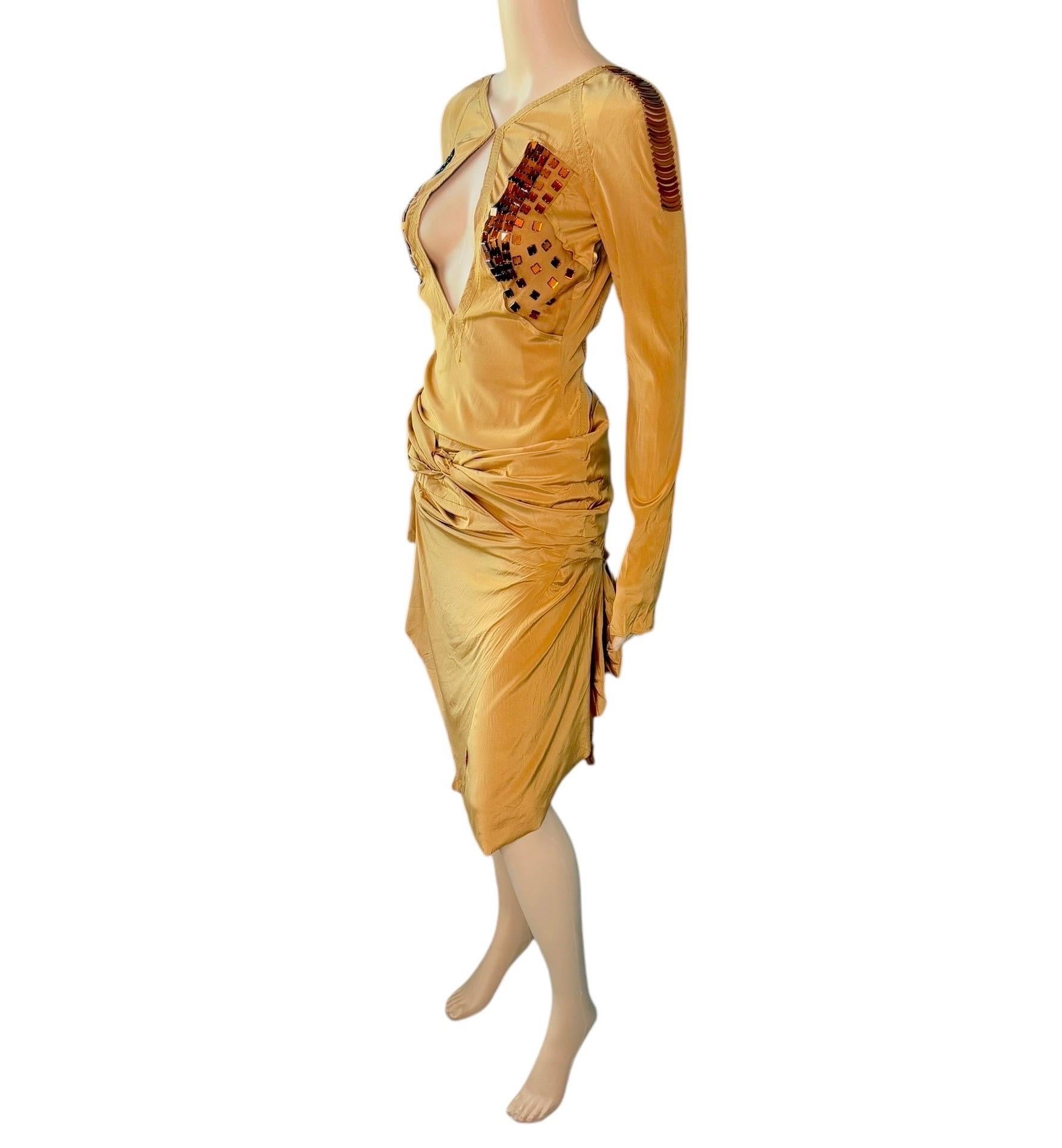 Gucci F/W 2005 Runway Embellished Plunging Keyhole Neckline Cutout Back Dress For Sale 9