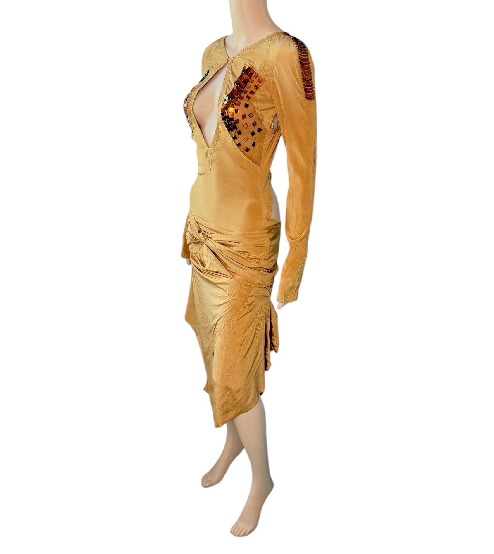 Gucci F/W 2005 Runway Embellished Plunging Keyhole Neckline Cutout Back Dress For Sale 11