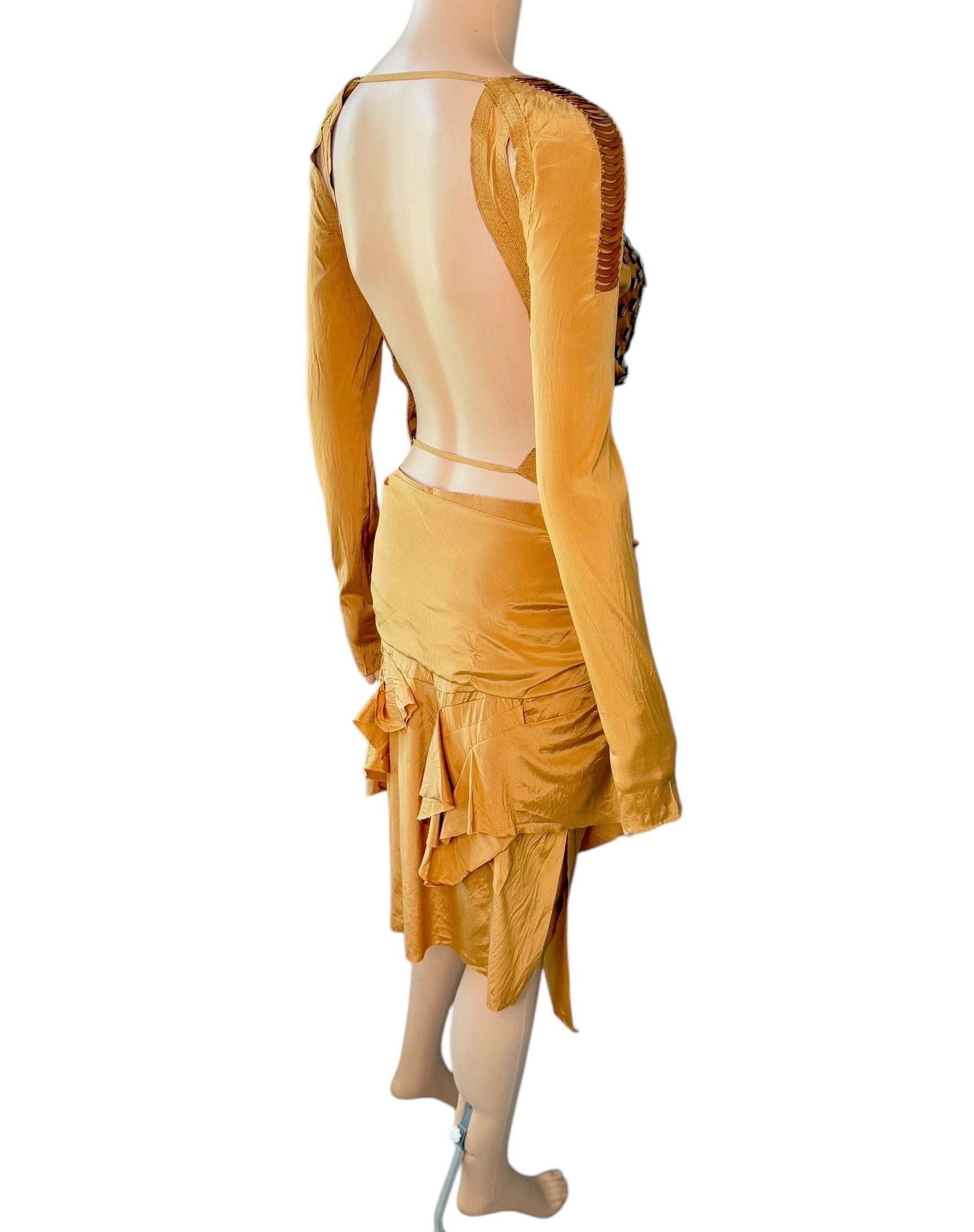 Women's Gucci F/W 2005 Runway Embellished Plunging Keyhole Neckline Cutout Back Dress For Sale