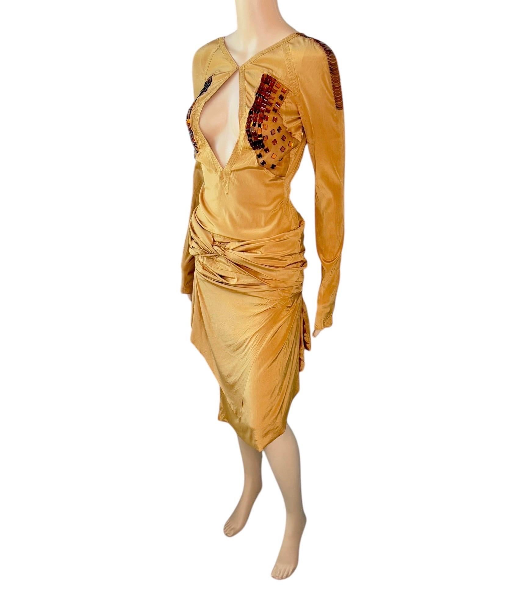 Gucci F/W 2005 Runway Embellished Plunging Keyhole Neckline Cutout Back Dress For Sale 1