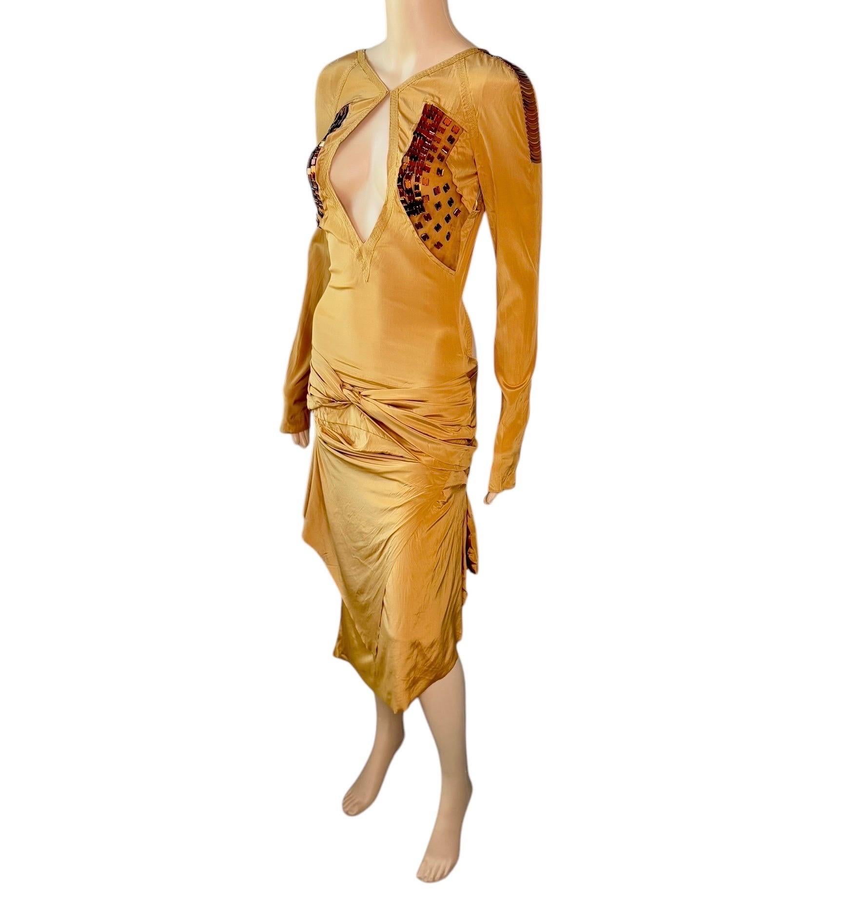 Gucci F/W 2005 Runway Embellished Plunging Keyhole Neckline Cutout Back Dress For Sale 3
