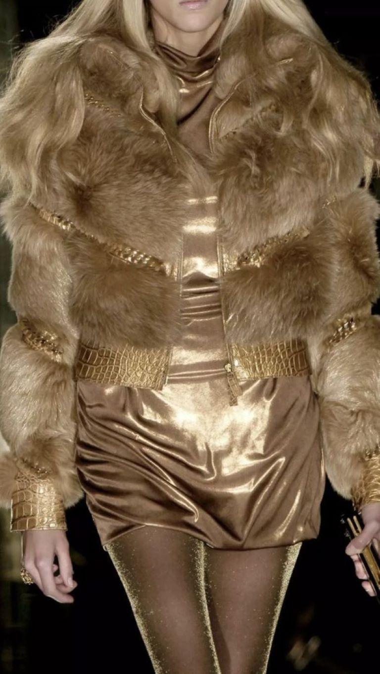 F/W 2006 Gucci Runway Gold Metallic Mini Dress For Sale 7