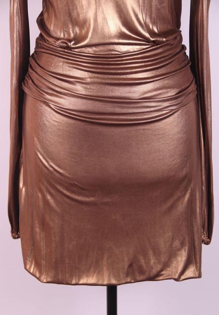 Women's F/W 2006 Gucci Runway Gold Metallic Mini Dress For Sale