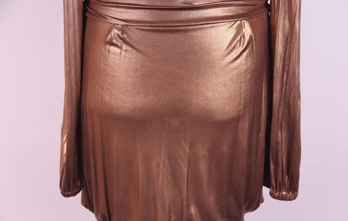 F/W 2006 Gucci Runway Gold Metallic Mini Dress For Sale 3