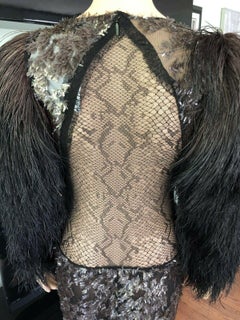 Gucci F/W 2010 Runway Sheer Beaded Feather Embellished Dress