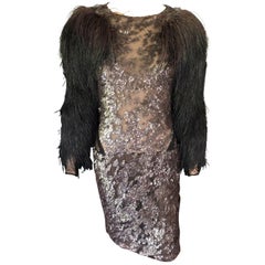 Gucci F/W 2010 Runway Sheer Beaded Feather Embellished Dress
