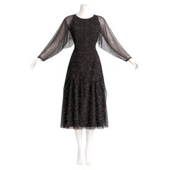 Gucci F/W 2011 Silk Polka Dot Dress with Flutter Skirt & Sleeves Sz 44