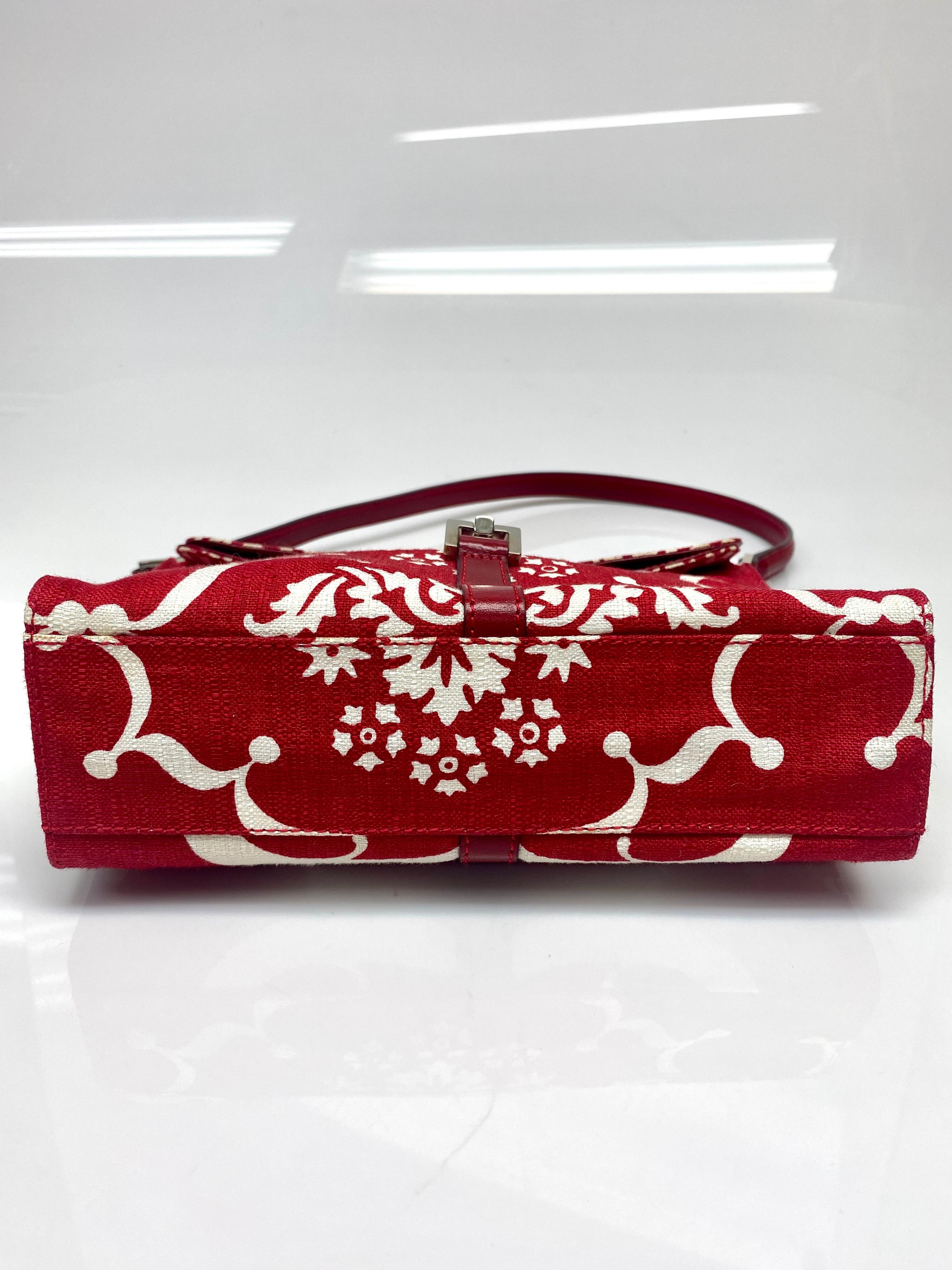Gucci Fabric Printed Leather Red and White Bag 4