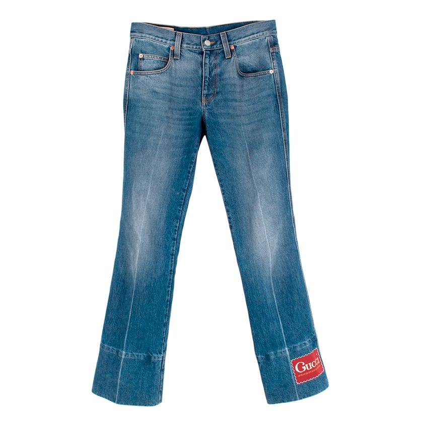 Gucci Washed Out Effect Cotton Denim Flared Jeans In Blue
 

 - Gucci flared jeans with a washed effect  
 - Gucci quel qu'en soit la saison