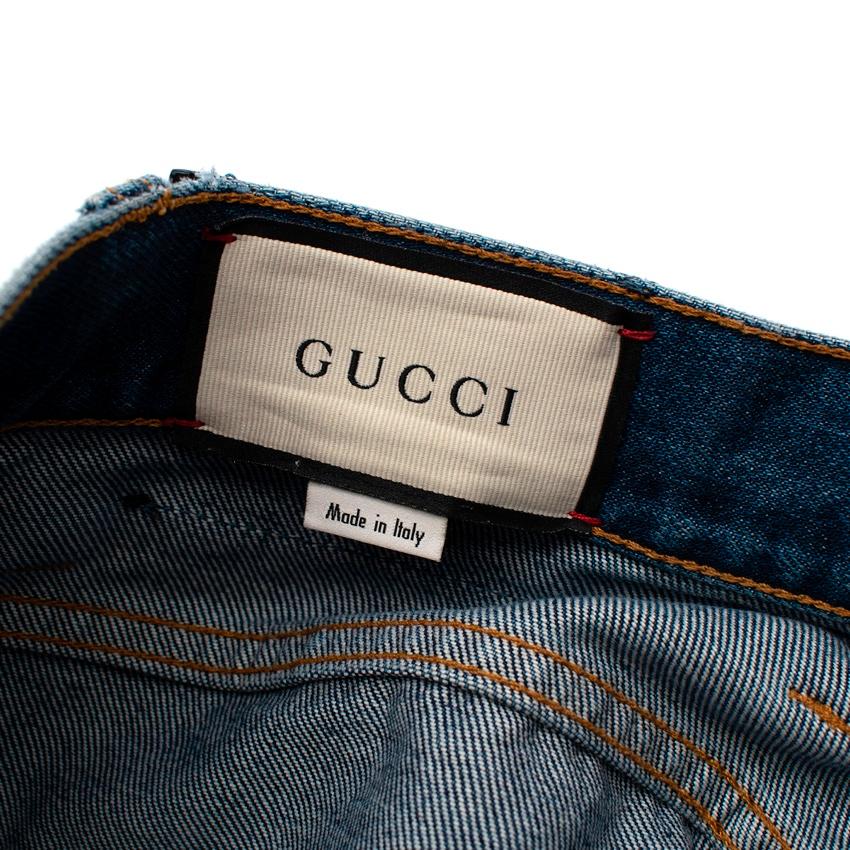 Men's Gucci Faded Mid-Blue Denim Flared High Rise Jeans For Sale