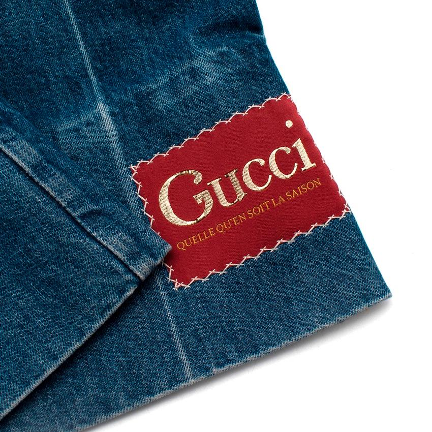 Gucci Faded Mid-Blue Denim Flared High Rise Jeans For Sale 2