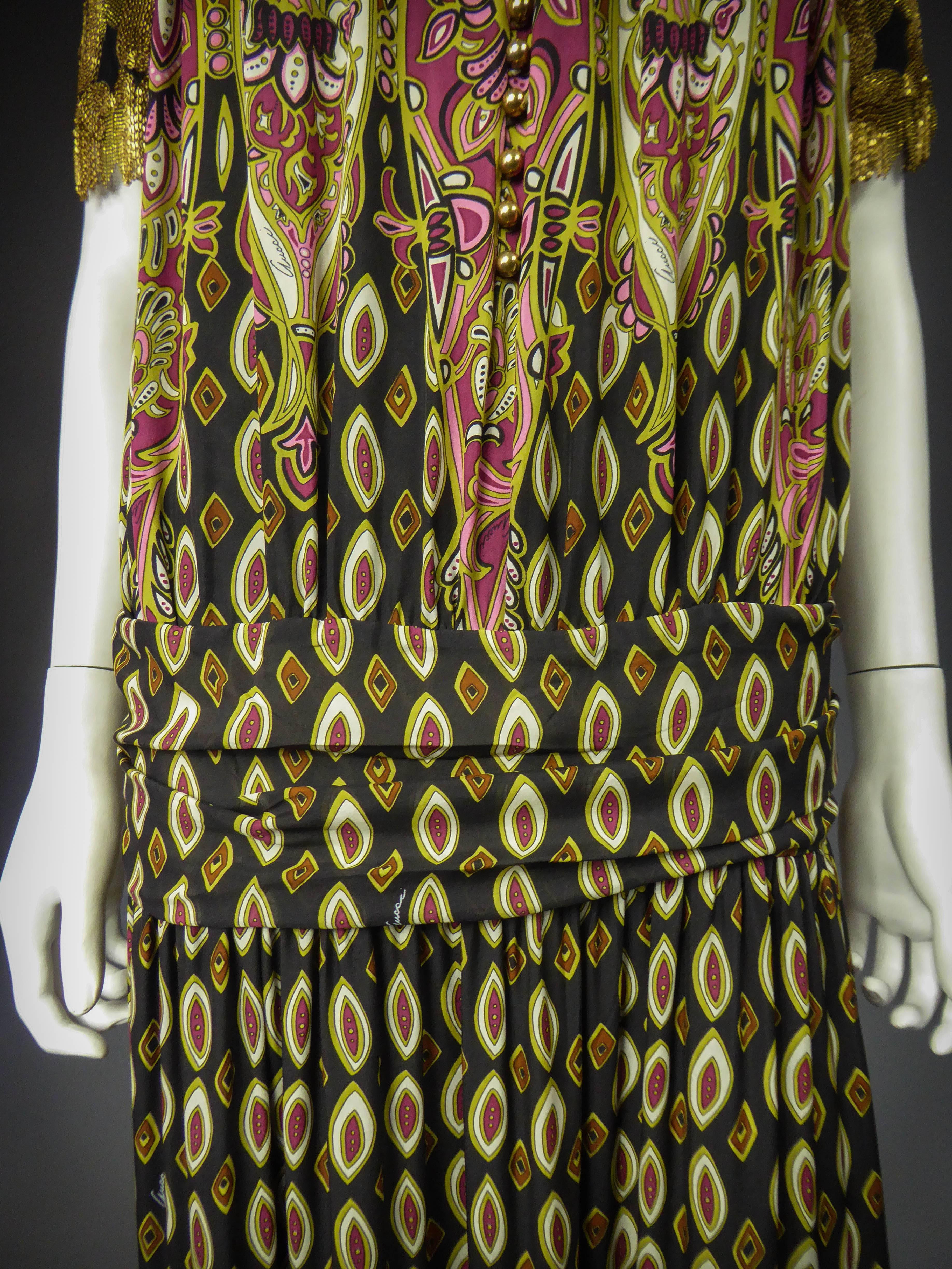 Brown A Printed Silk Gucci Dress Fall / Winter 2008 - 2009 For Sale