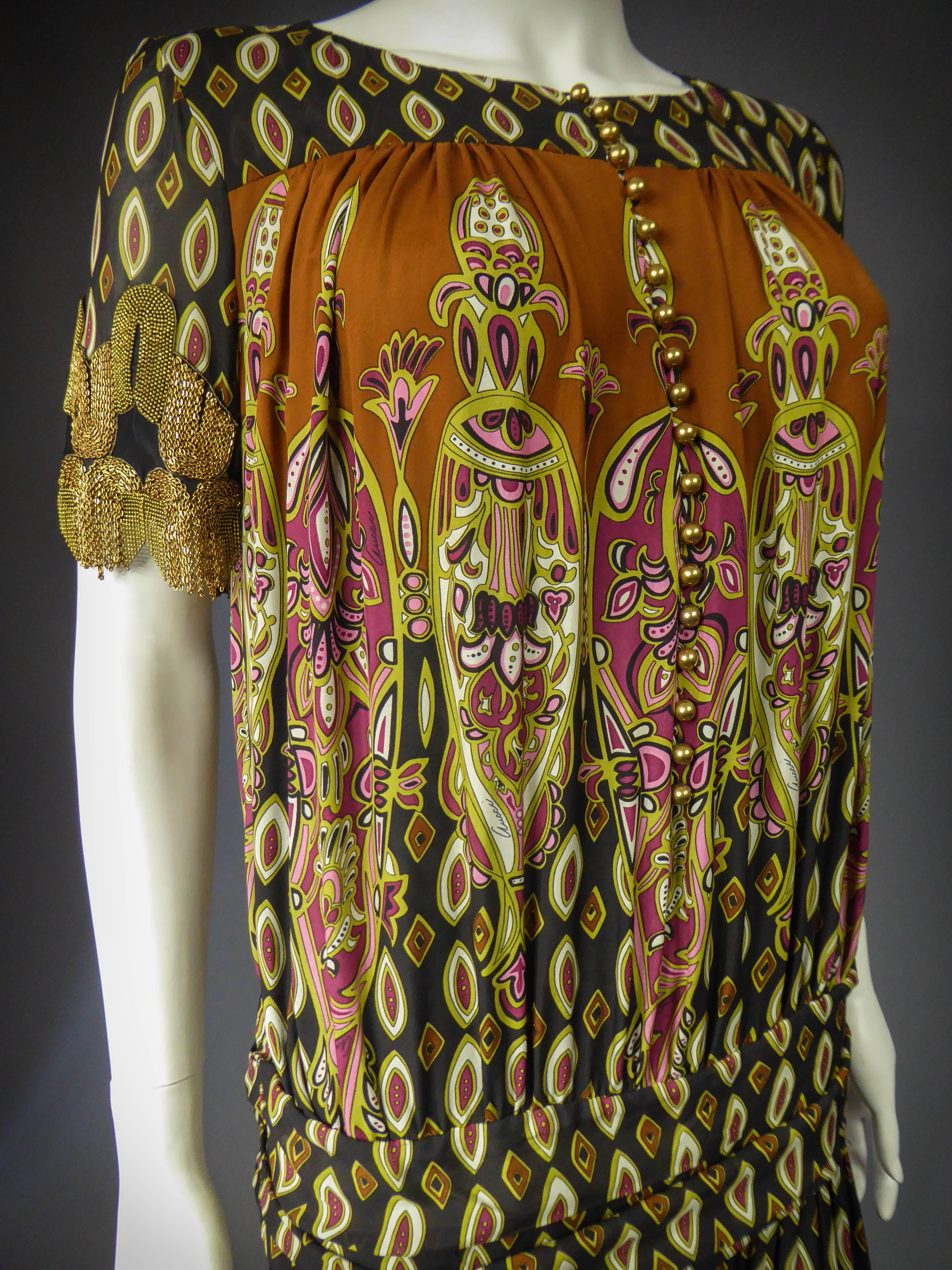 Bedrucktes Gucci-Kleid aus Seide Herbst / Winter 2008 - 2009 im Angebot 2