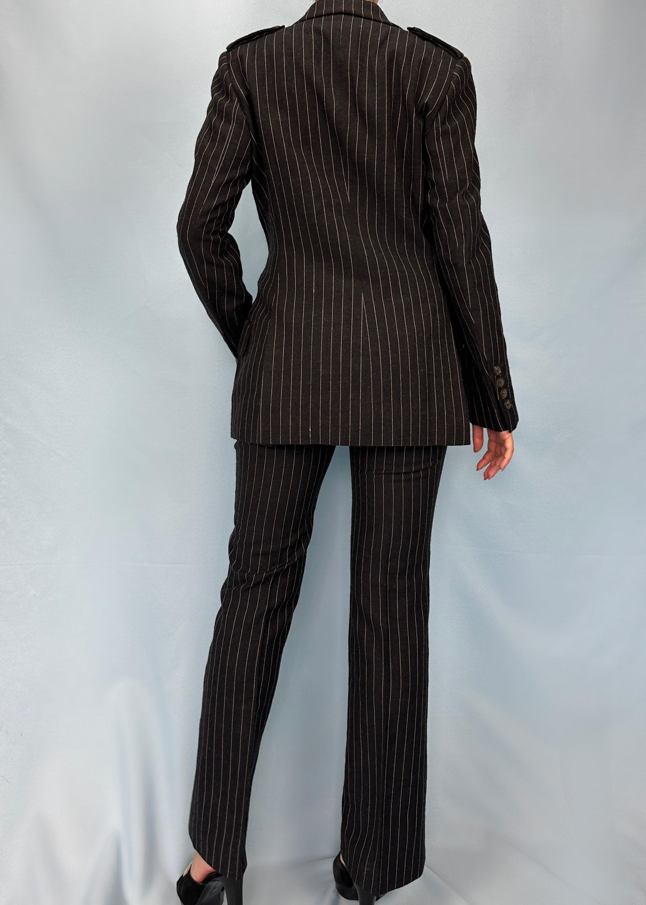 Women's Gucci Fall 1996 Runway Pinstripe Jacket & Pant Suit Set