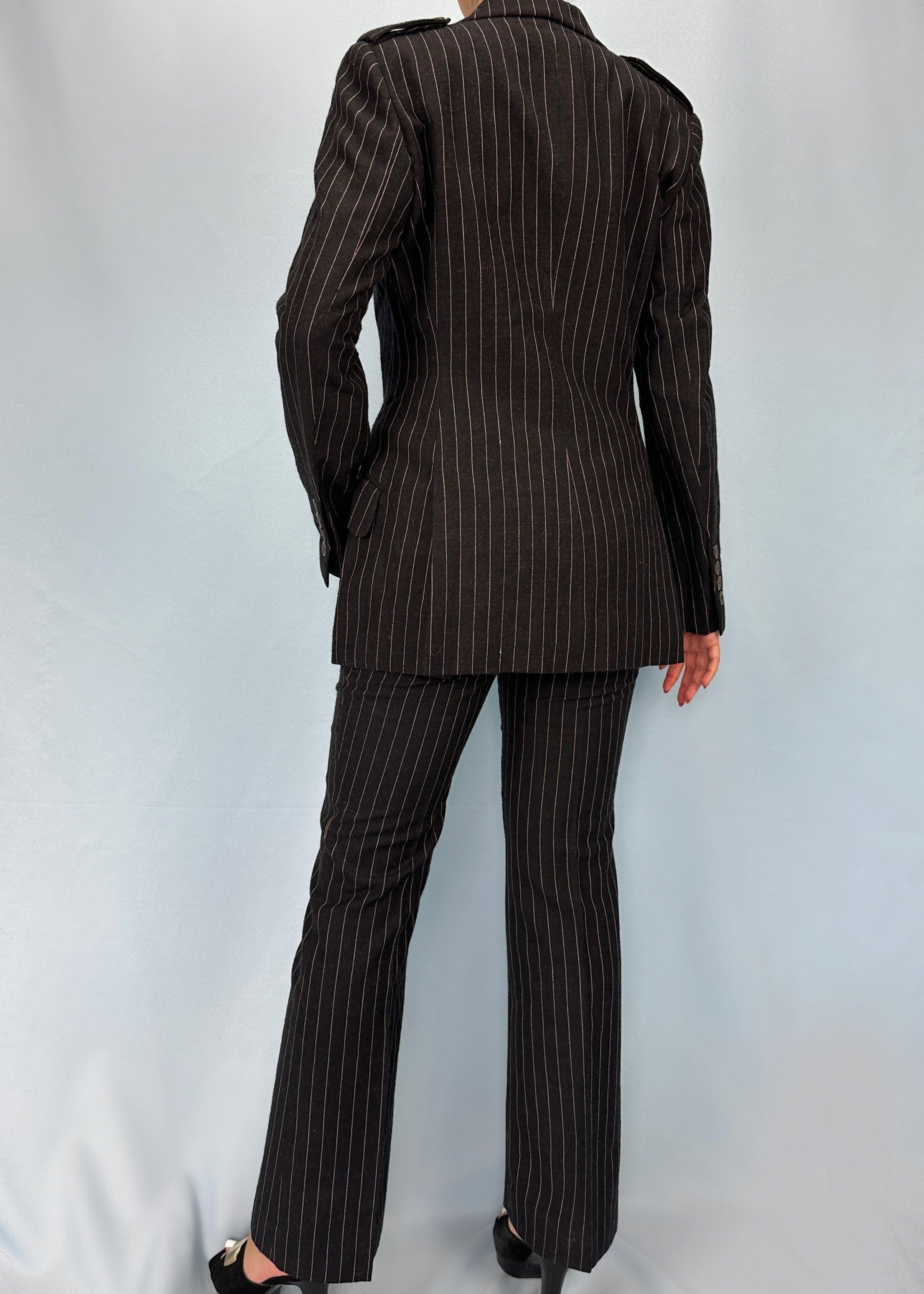 Gucci Fall 1996 Runway Pinstripe Jacket & Pant Suit Set 1