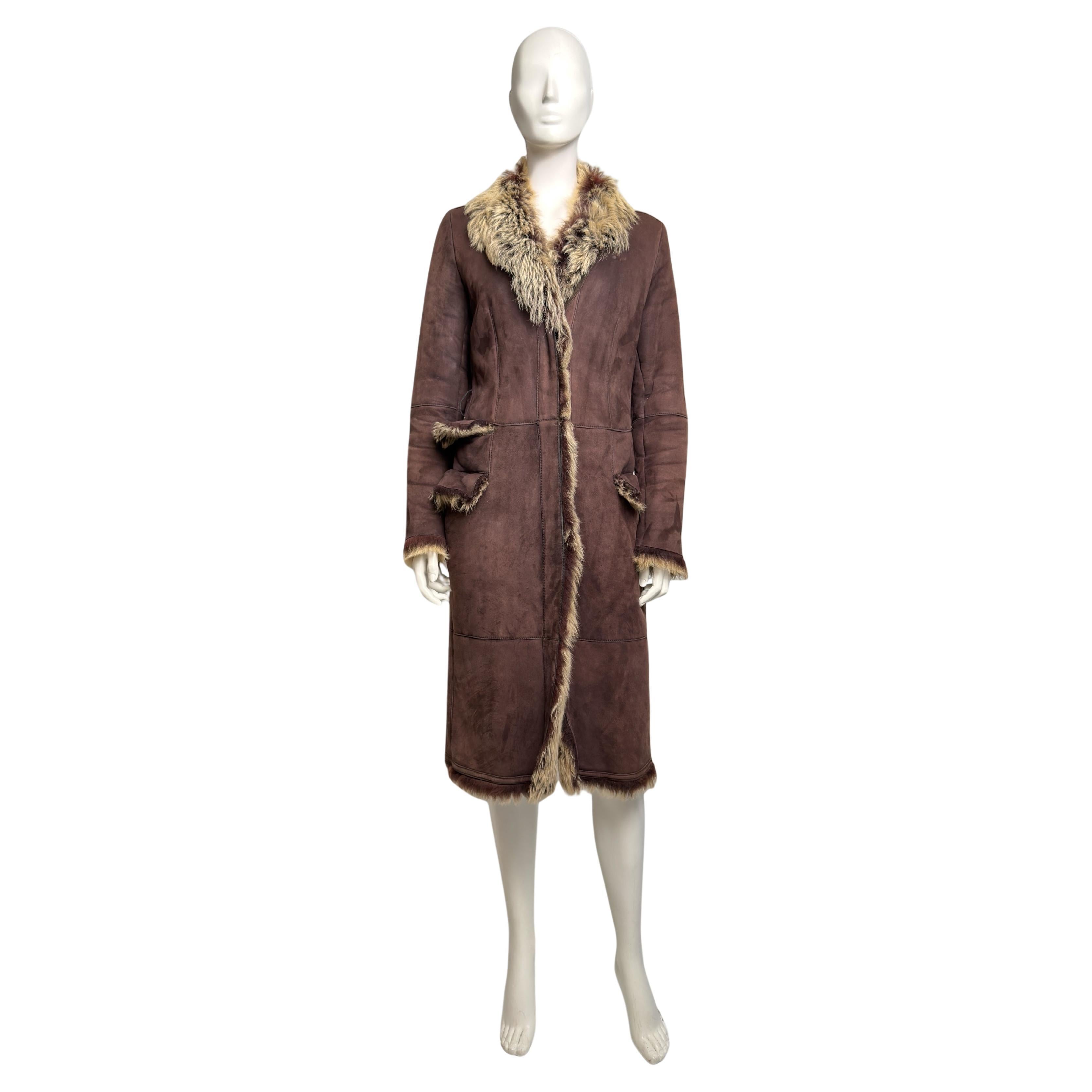 Gucci Autunno 1998 by Tom Ford Cappotto in pelliccia di montone marrone