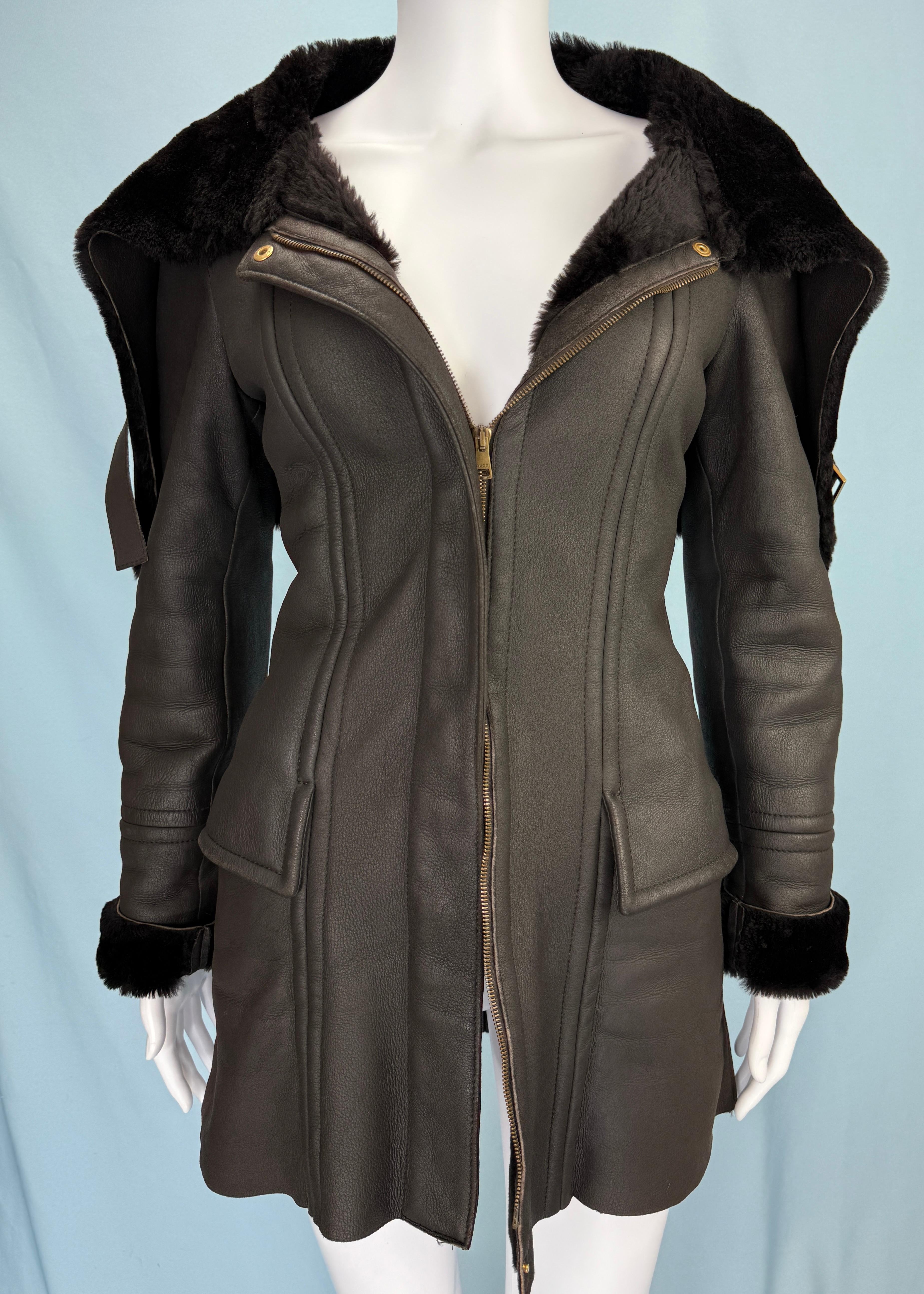 Chaqueta de piel de oveja negra Gucci Otoño 2003 Negro en venta