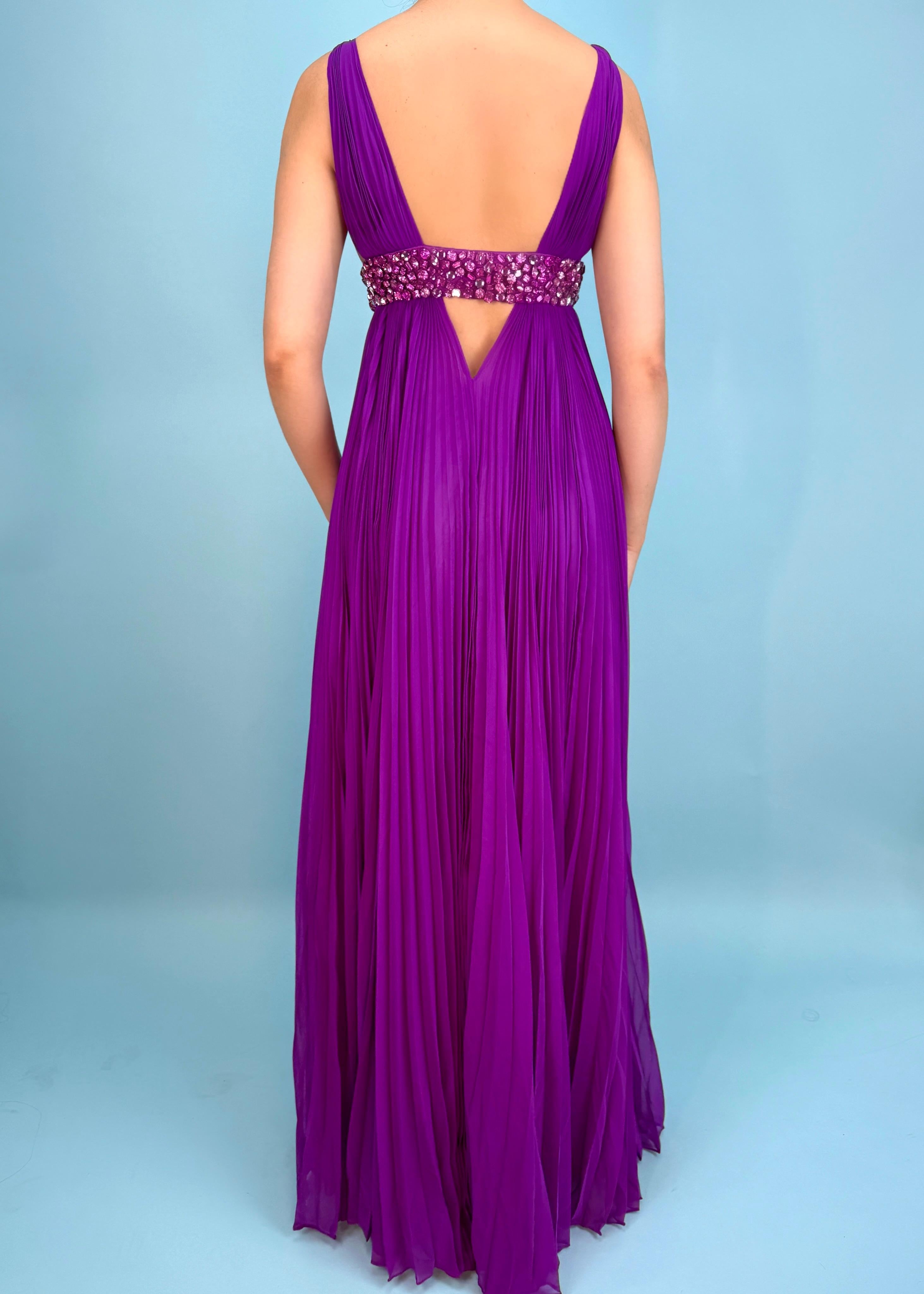 Gucci Fall 2006 Purple Crystal Embellished Pleated Gown For Sale 1